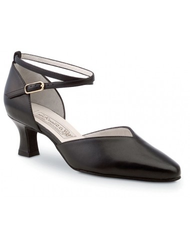  SERA5522 - Zapatos de baile de salón de baile de salón de vals,  estándar, lisos, para mujer, muy finos, protectores de talón y talón de 2.5  pulgadas, Cuero negro : Ropa