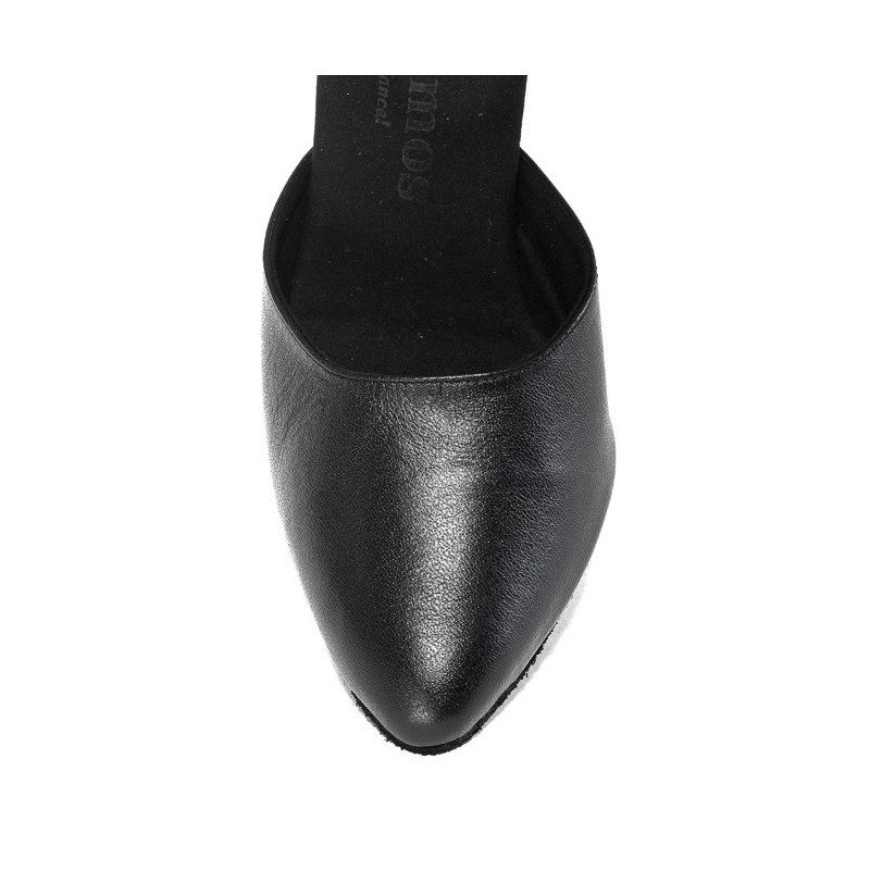 Zapato de salsa negro cerrado clásico en piel